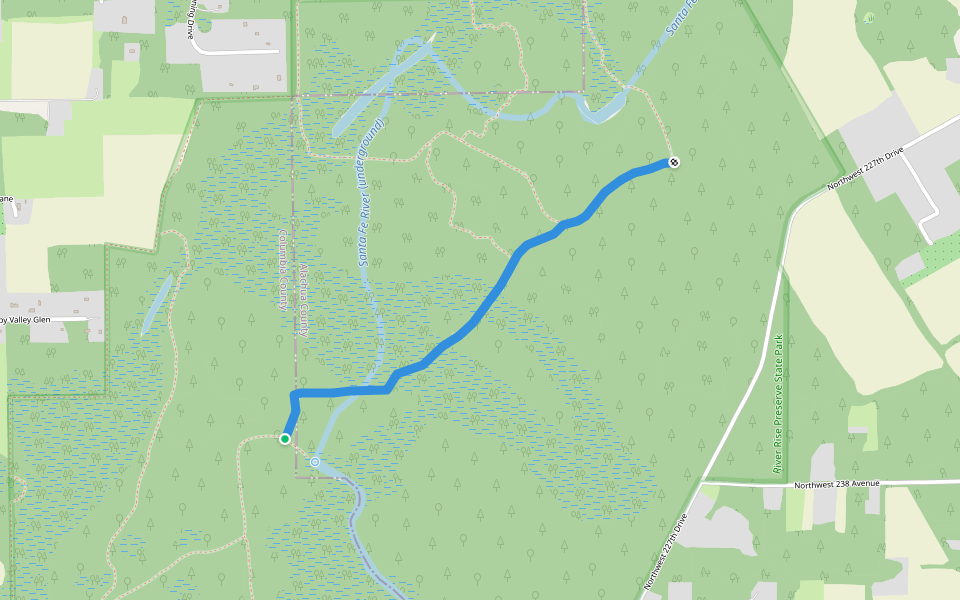 Sweetwater Trail to River Rise walking route map in High Springs