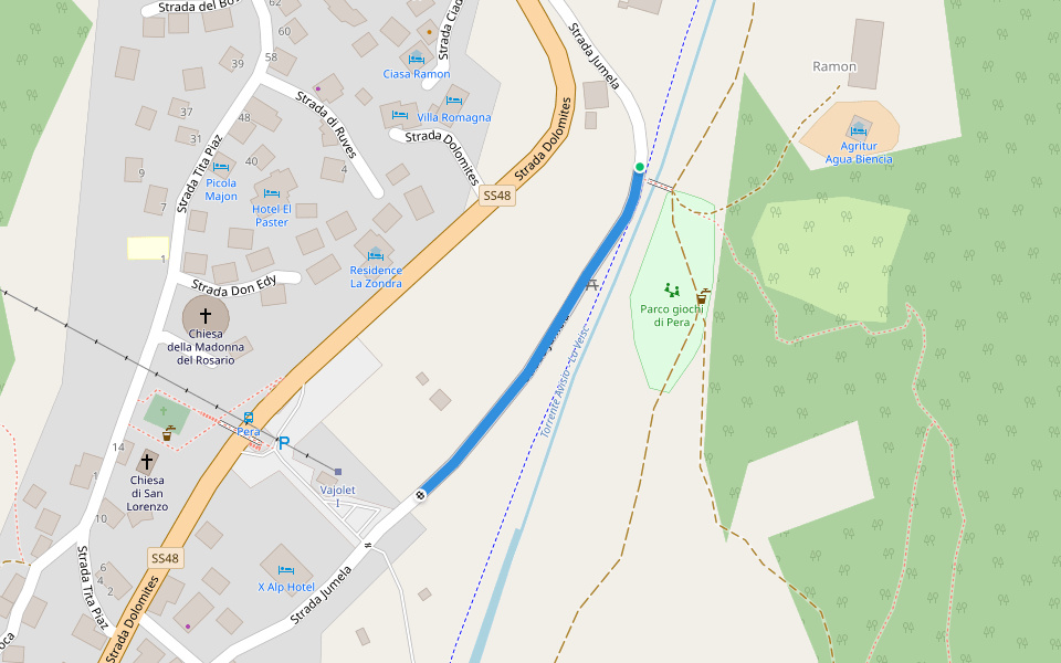 Strada Jumela walking route map in Pera