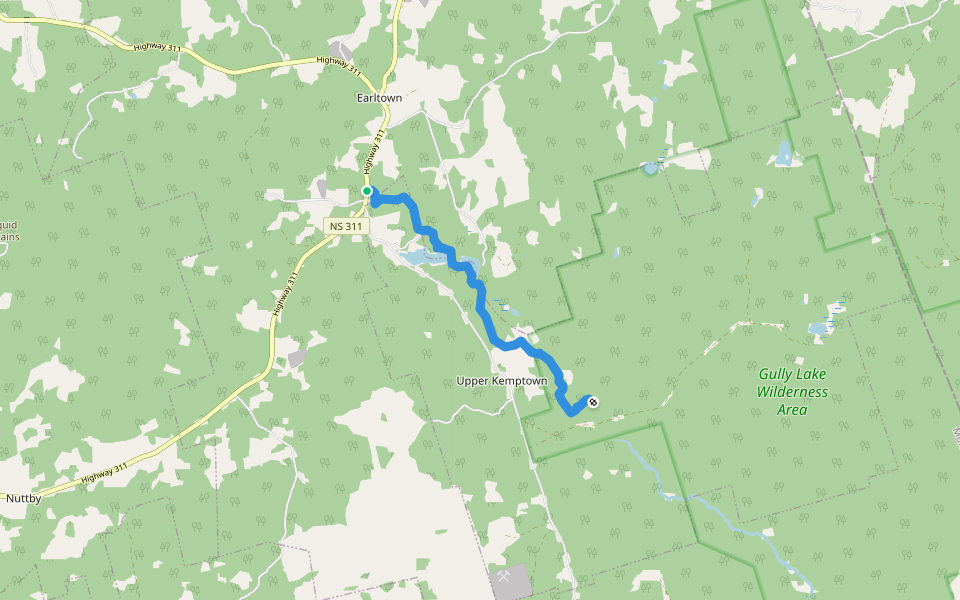 Earltown Lake & Portage Trail walking route map in Earltown