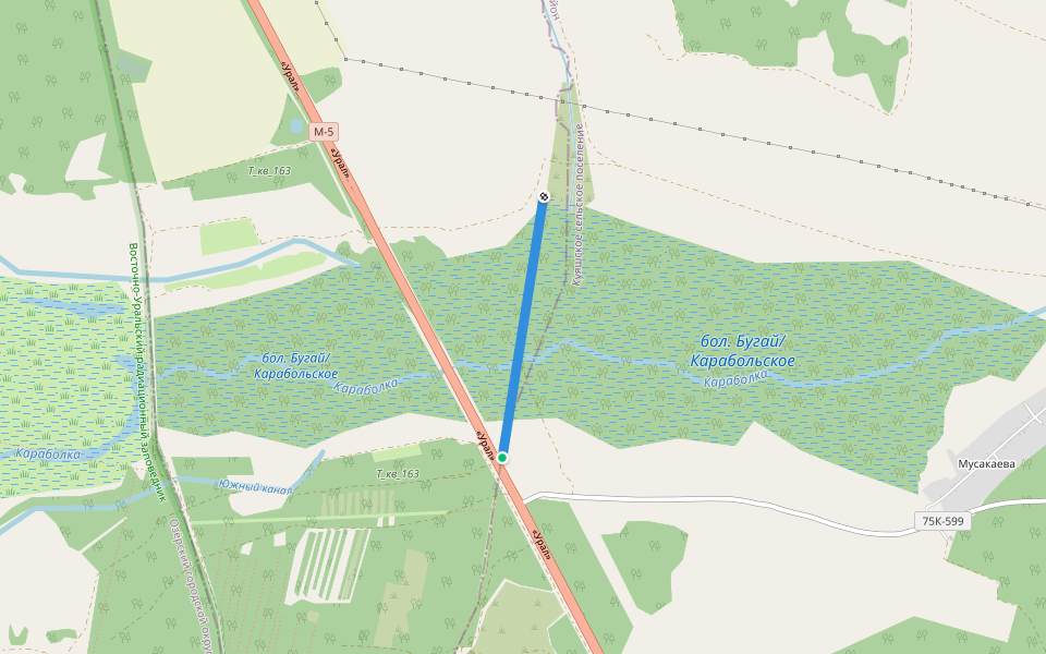 гран.ЛВО Тюбук/Куяшск. walking route map in Musakaeva