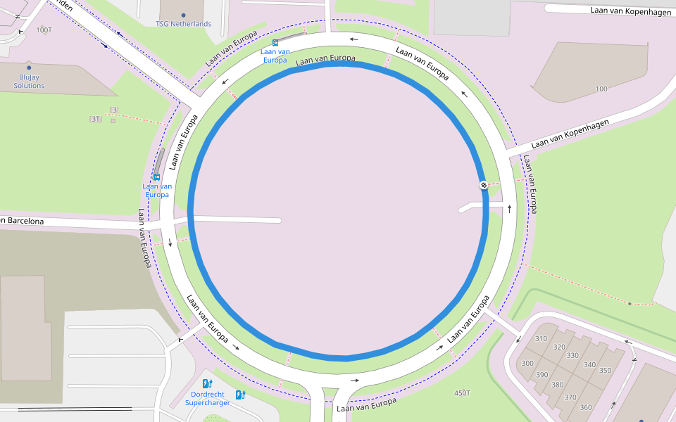 Laan van Europa walking route map in Dordrecht