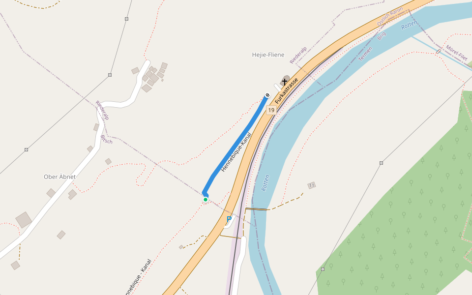 Hennebique-Kanal walking route map in Bitsch