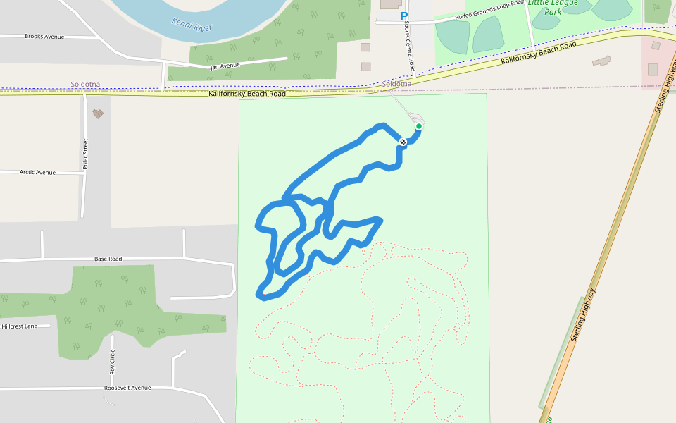Wolverine Loop walking route map in Soldotna