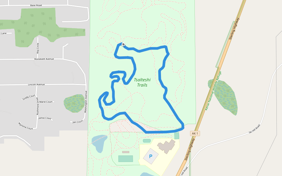 Wolf walking route map in Soldotna