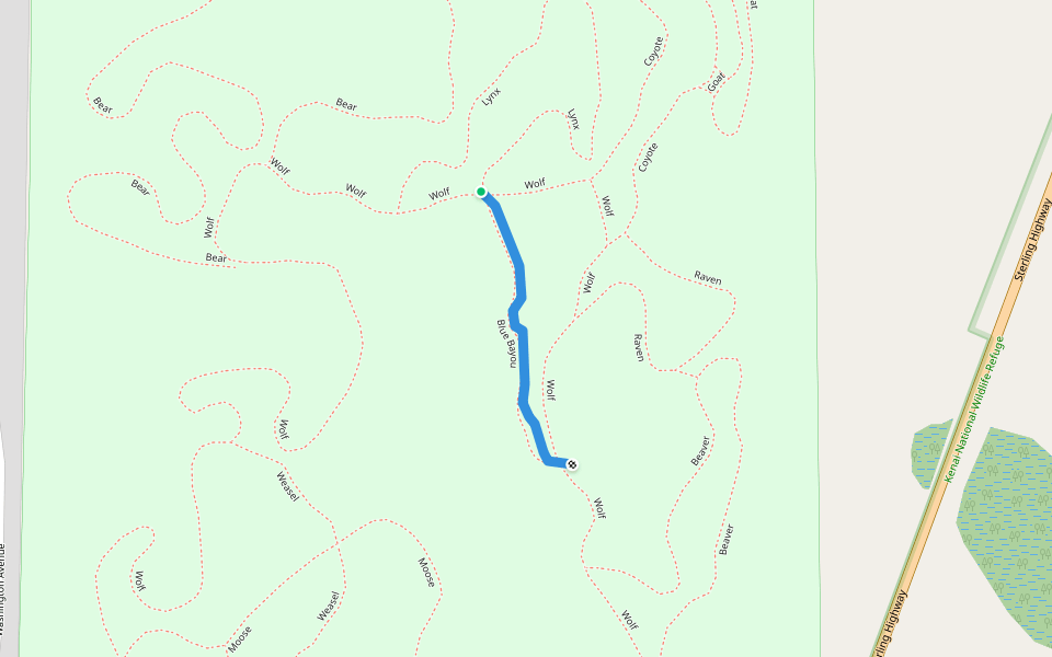 Blue Bayou walking route map in Soldotna