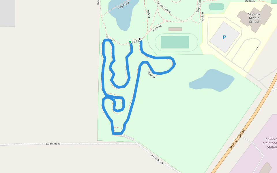 Squirrel walking route map in Soldotna