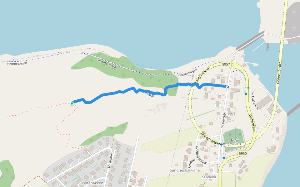 To Valkvæ walking route map in Leitebakk