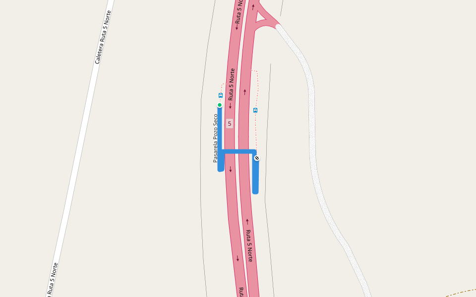 Pasarela Pozo Seco walking route map in Copiapó