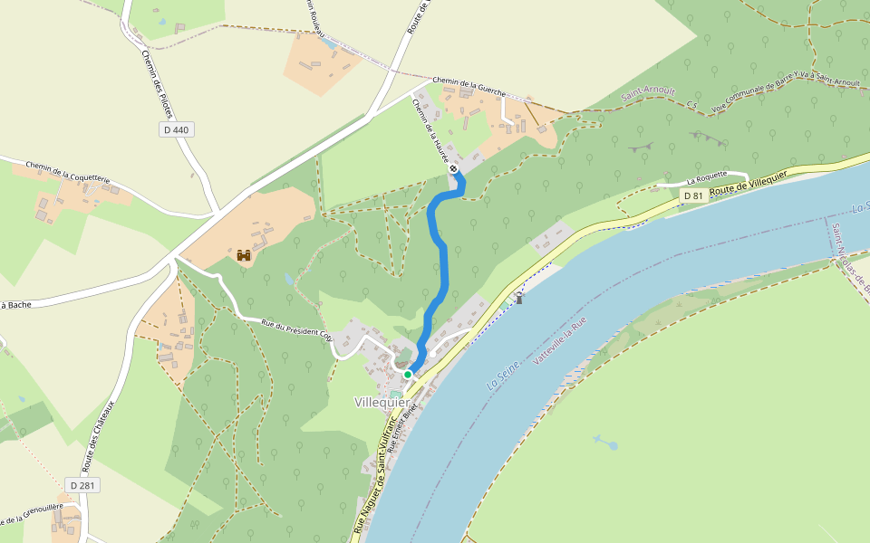 Sente Rurale de la Aurée walking route map in Rives-en-Seine