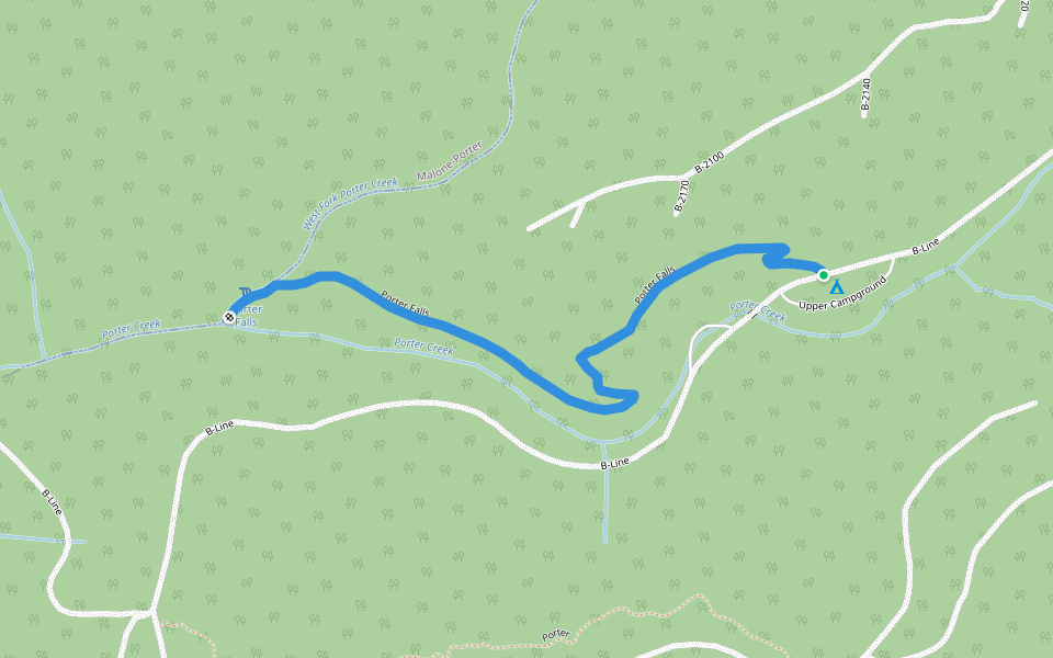 Porter Falls walking route map in Elma