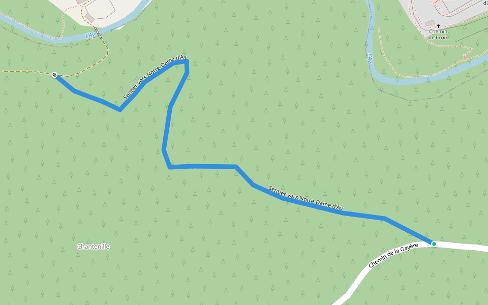 Sentier vers Notre-Dame d'Ay walking route map in Saint-Romain-d'Ay