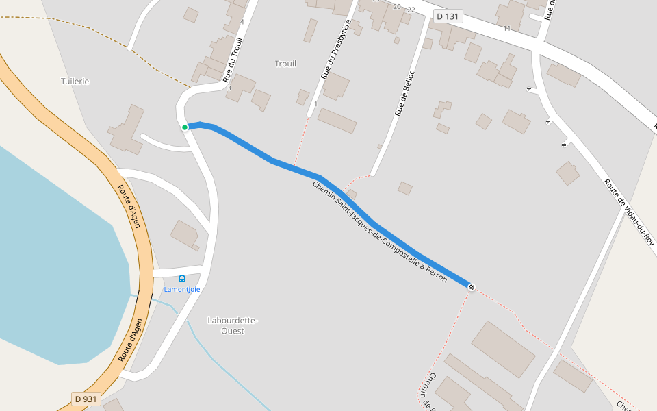Chemin Saint-Jacques-de-Compostelle à Perron walking route map in Lamontjoie