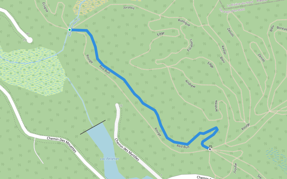 Red Bull walking route map in Sainte-Anne-des-Lacs