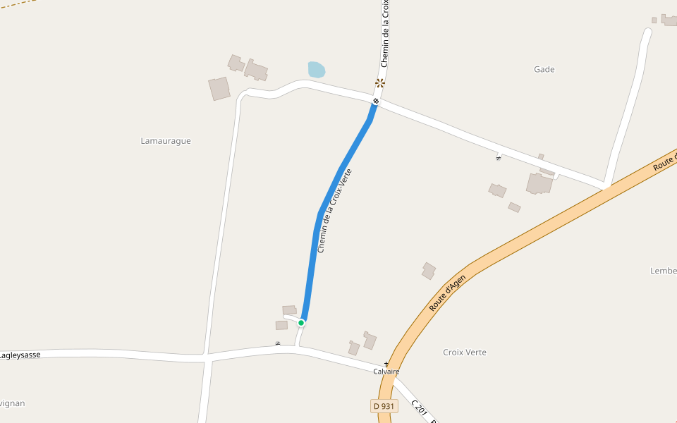 Chemin de la Croix-Verte walking route map in Lamontjoie