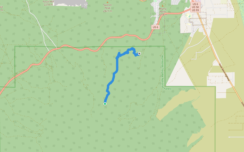 Powderberry Divide walking route map in Ely