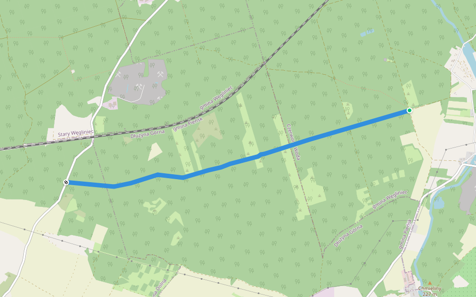 Dojazd pożarowy nr 9 walking route map in Czerwona Woda