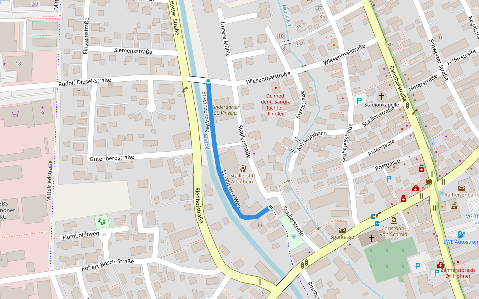 St.-Vinzenz-Weg walking route map in Thannhausen