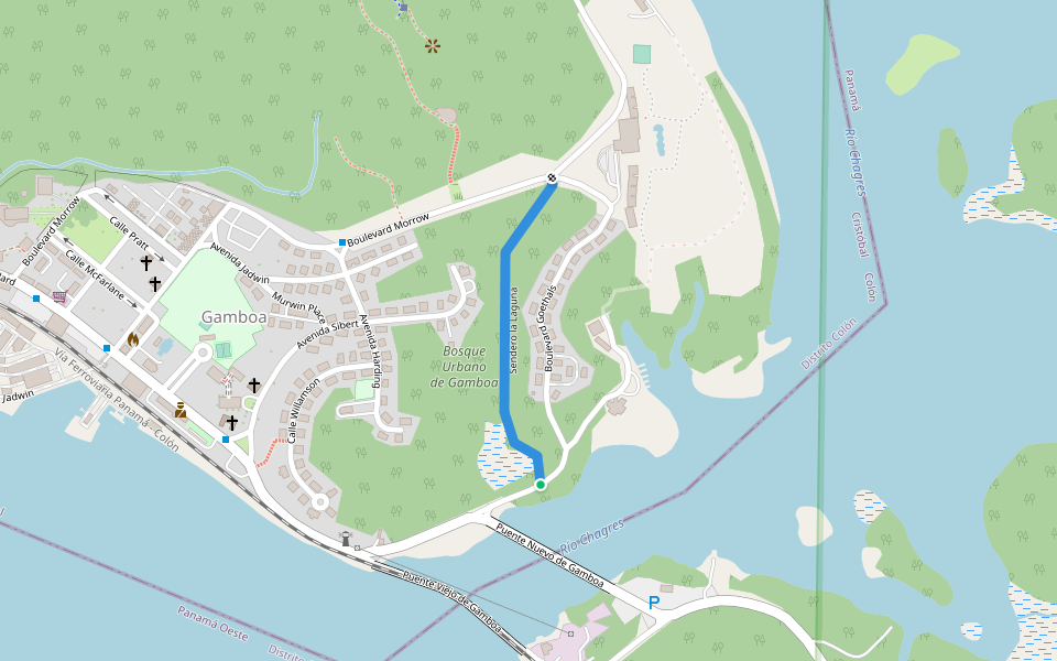 Sendero la Laguna walking route map in Gamboa