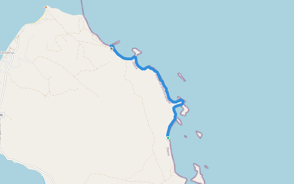 Chemin des trois baies walking route map in Antanatsimanaja