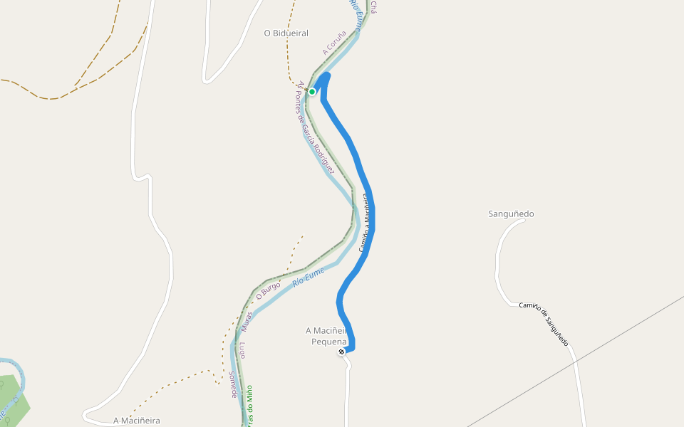 Camiño a Maciñeira walking route map in As Pontes de García Rodríguez