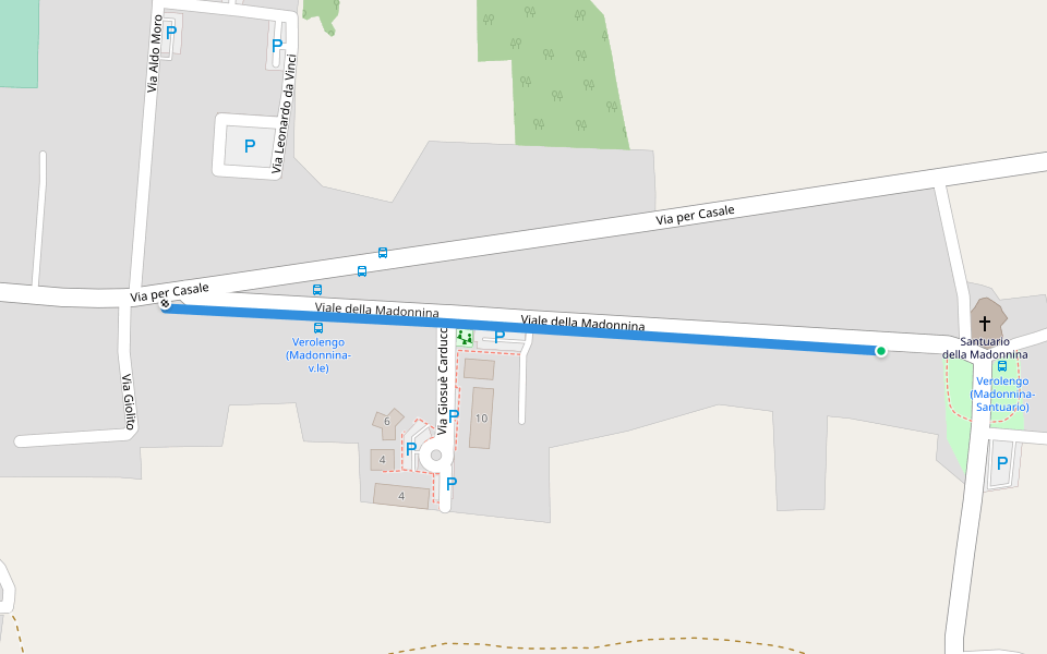 Viale della Madonnina walking route map in Verolengo