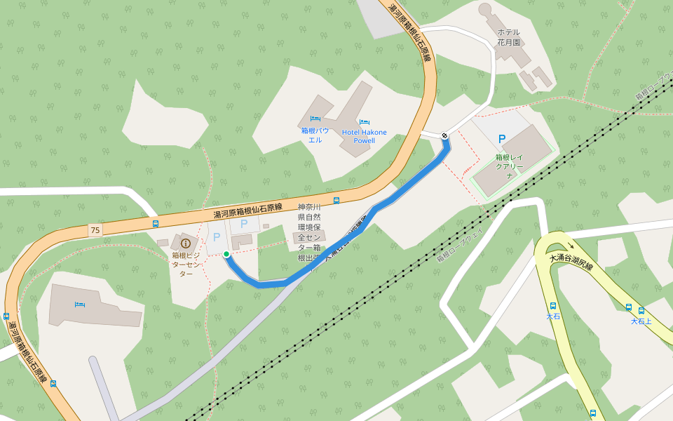 大涌谷自然探勝路 walking route map in Hakone
