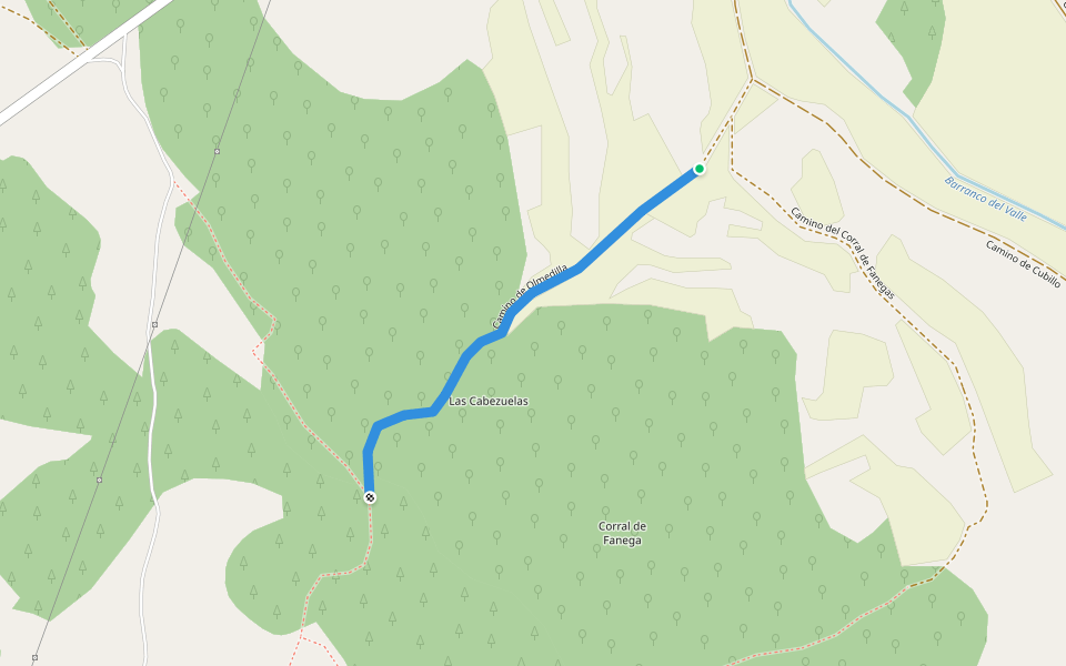 Camino de Olmedilla walking route map in Barchín del Hoyo