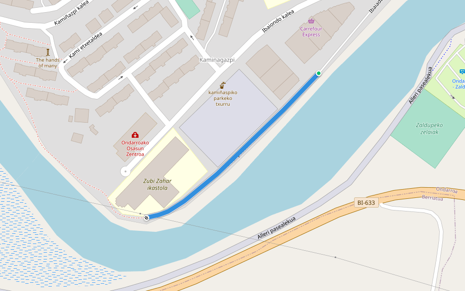 Ibaia dar pasealekua walking route map in Ondarroa