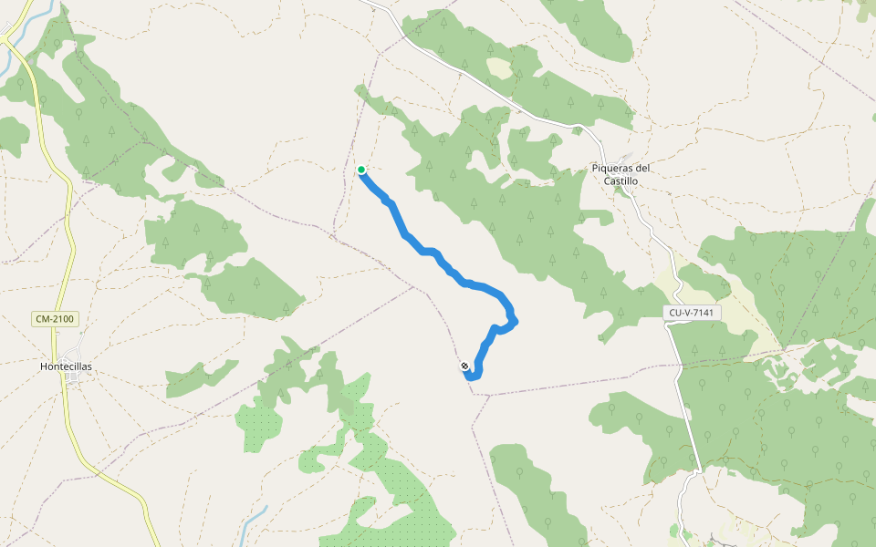 Carril des las Cabanas walking route map in Piqueras del Castillo