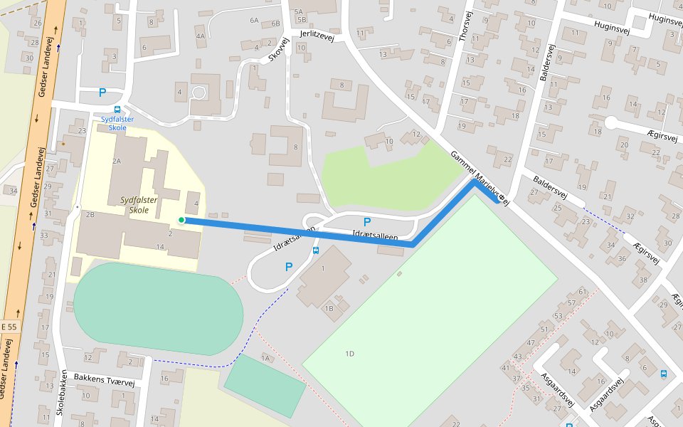 Idrætsalleen walking route map in Væggerløse