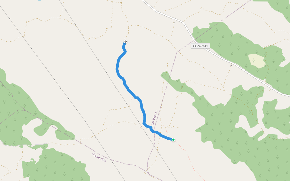 Camino de la Fuente walking route map in Piqueras del Castillo