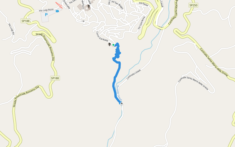 Antica Mulattiera: Madonna del Pilerio - Valle del Celadi walking route map in Rossano