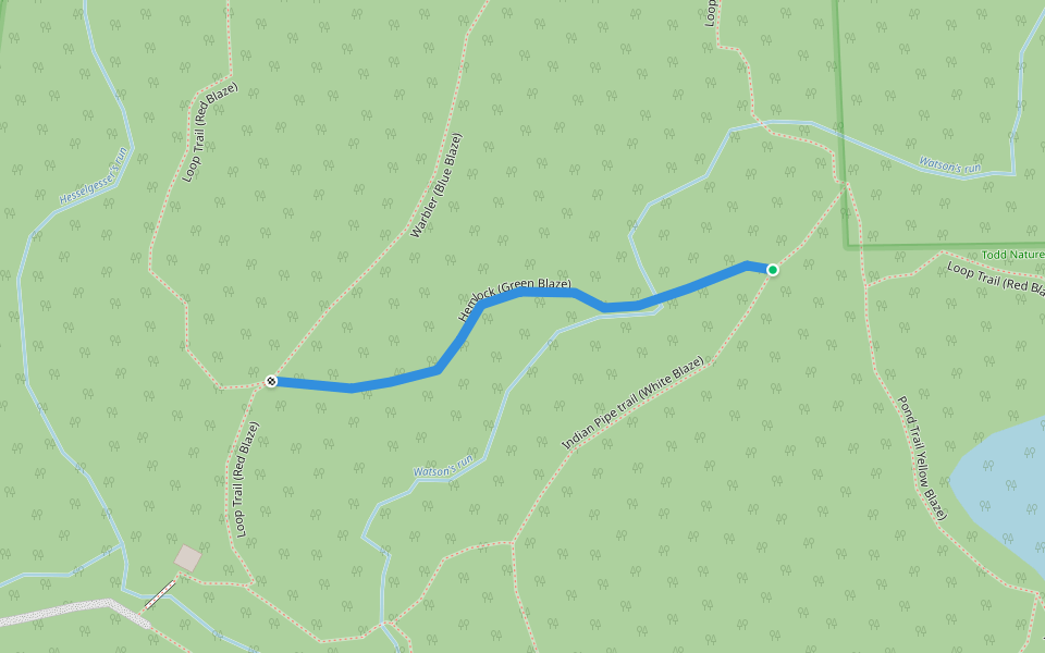 Hemlock (Green Blaze) walking route map in Sarver