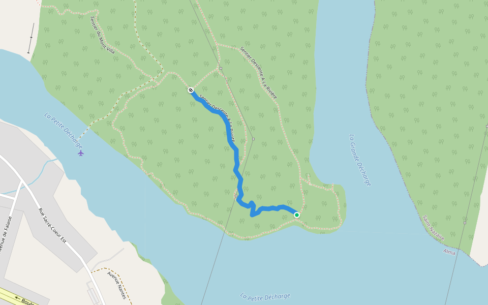 Sentier Descente-A-La-Pointe walking route map in Alma