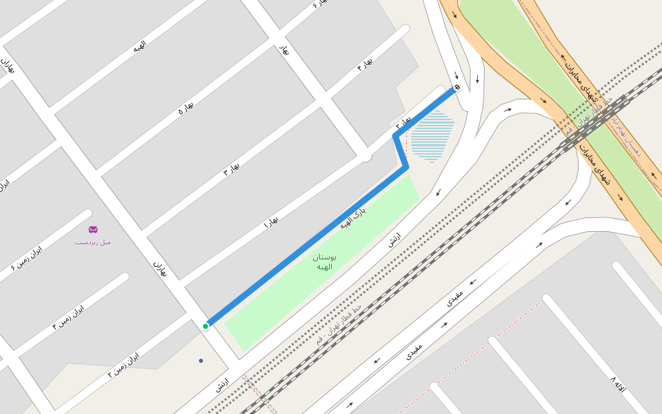 پارک الهیه walking route map in Eslamshahr