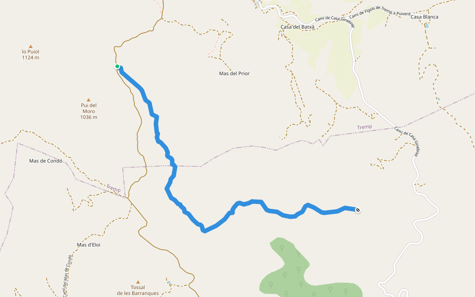 Camí de Purredó walking route map in Tremp