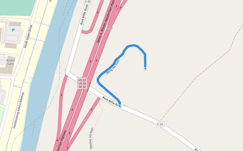 Bong Hill Path walking route map in Athens