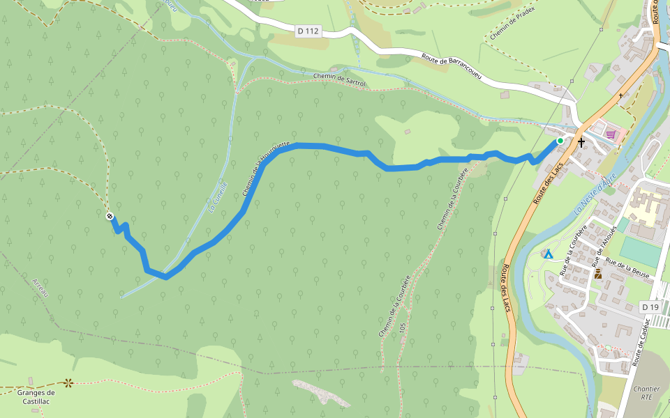 Chemin de la Hourquette walking route map in Arreau