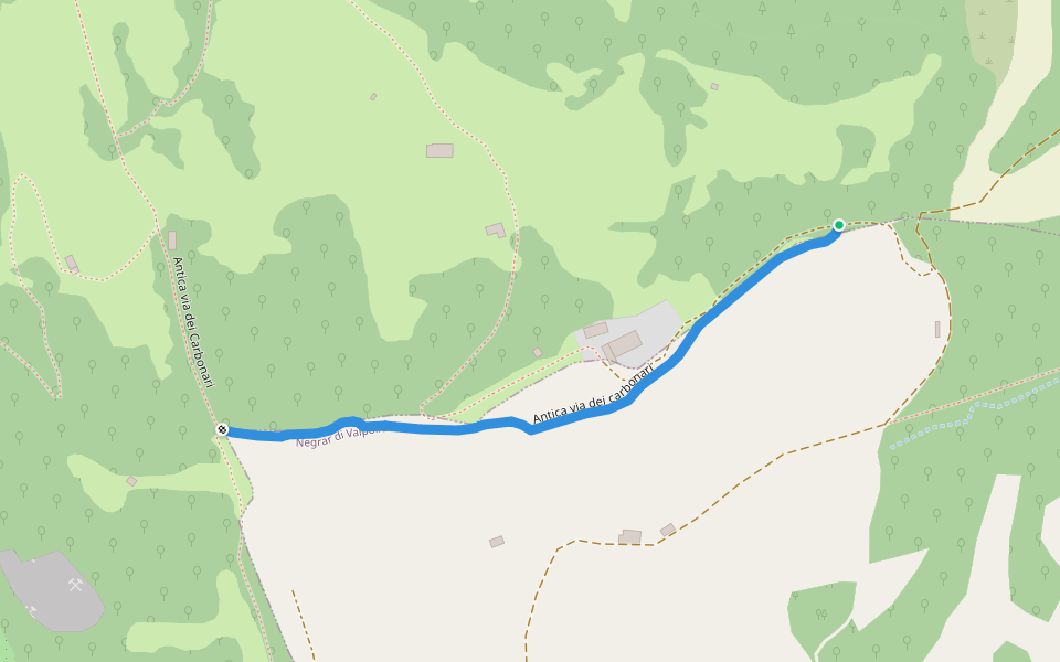 Antica via dei carbonari walking route map in Corrubio