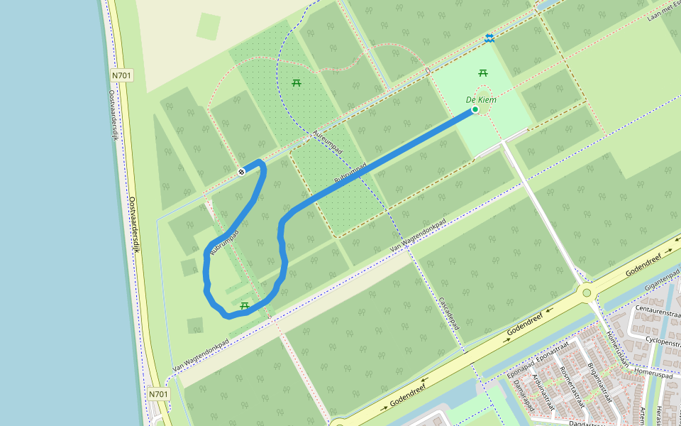 Rubrumpad walking route map in Almere