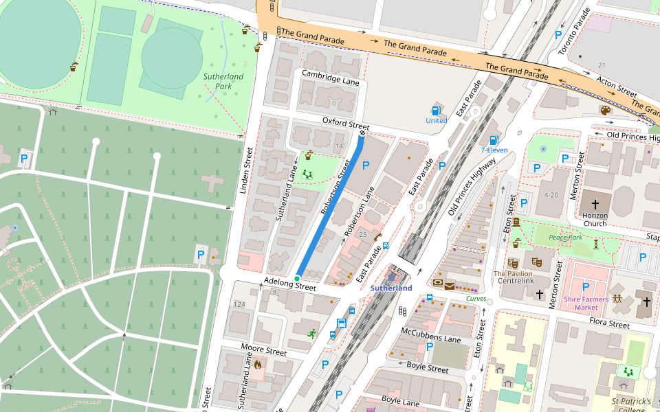 Robertson Street walking route map in Sutherland