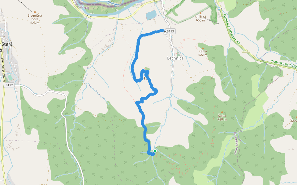 Špica Trail walking route map in Lechnica