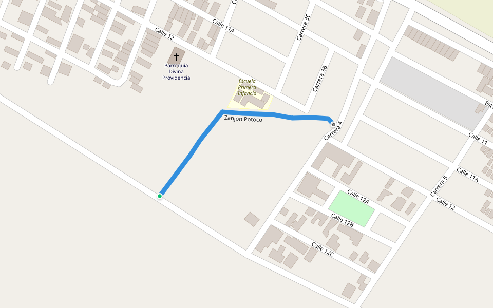 Zanjon Potoco walking route map in Villa del rosario