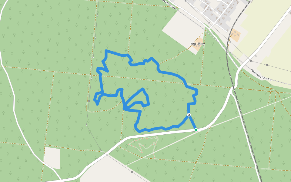 Single track MTB walking route map in Szczytno