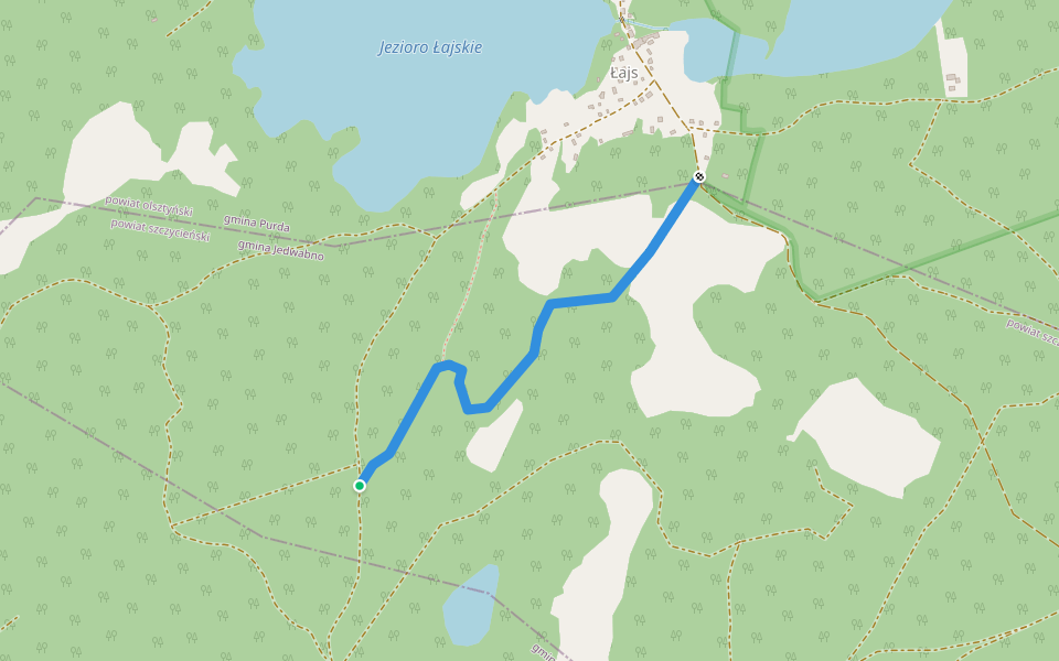 Łajs walking route map in Łajs