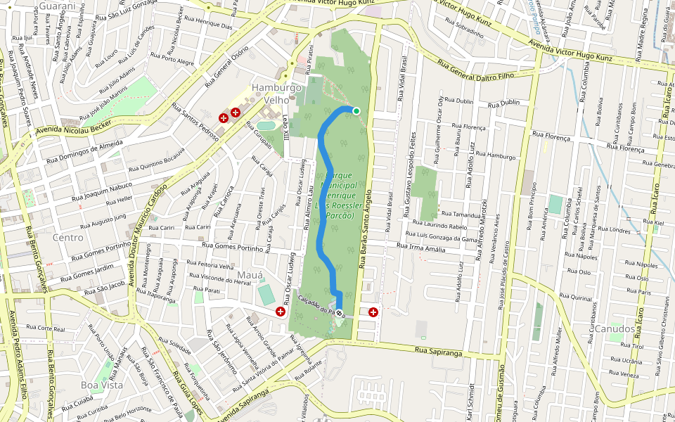 Trilha interna do Parcão walking route map in Novo Hamburgo