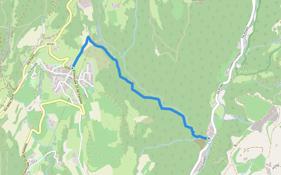 Sentiero dei Pangoni walking route map in Cavalo