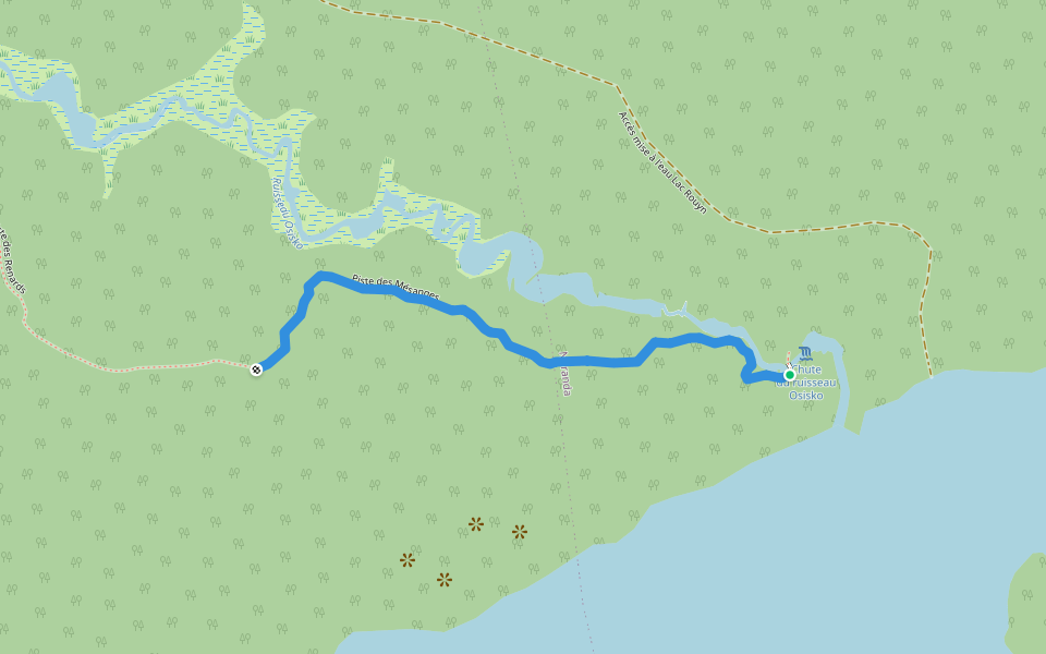 Piste des Mésanges walking route map in Rouyn-Noranda