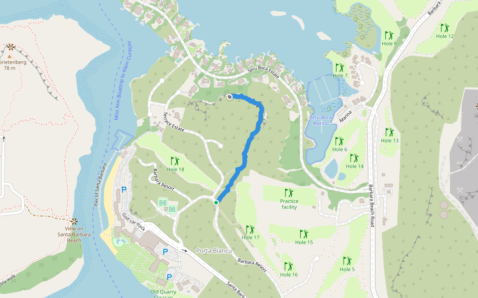Meditation Hike walking route map in Willemstad