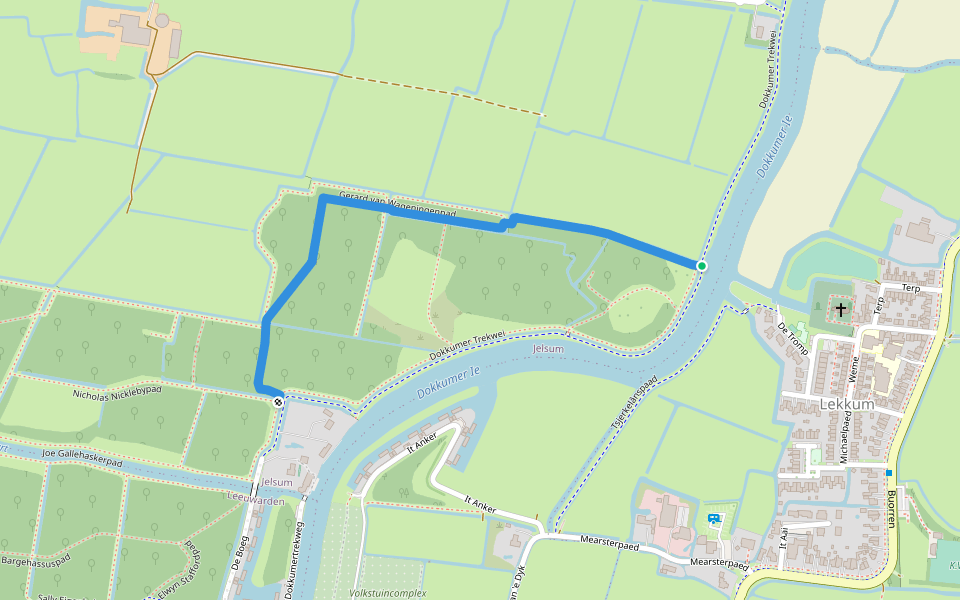 Gerard van Wageningenpad walking route map in Lekkum